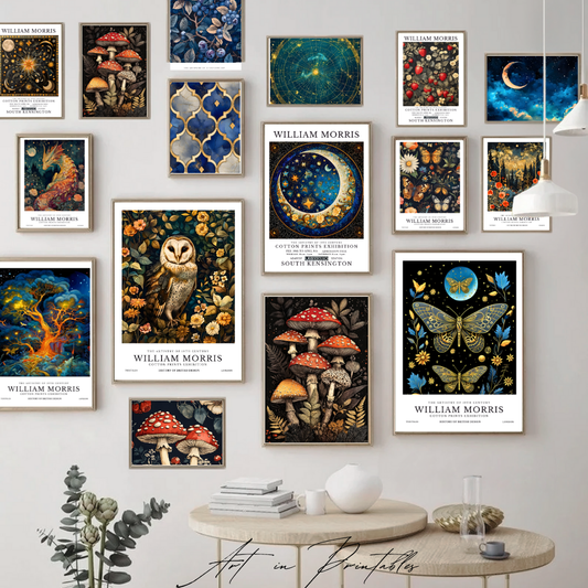 William Morris Inspired Dark Botanicals & Creatures Collection