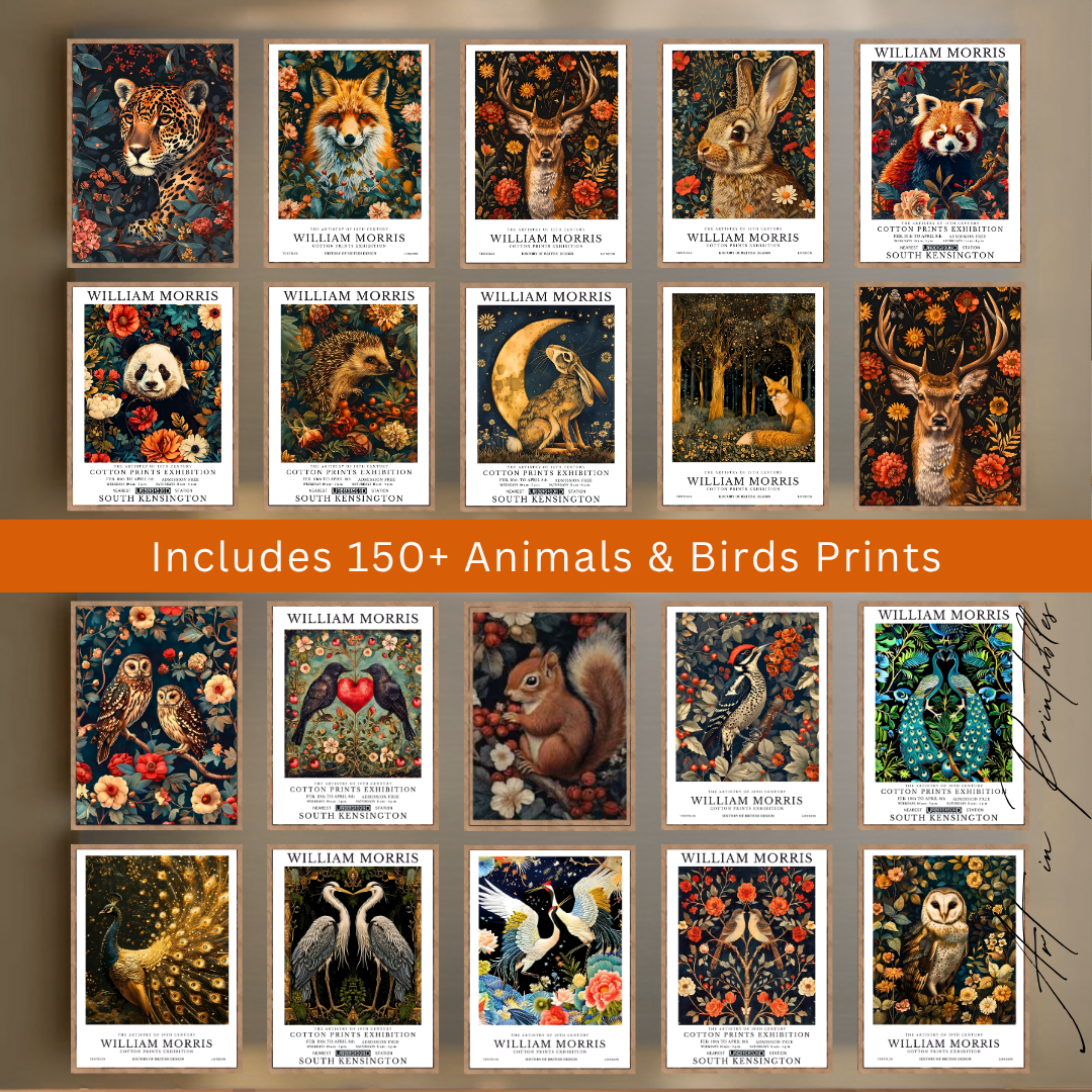 William Morris Inspired Dark Botanicals & Creatures Collection