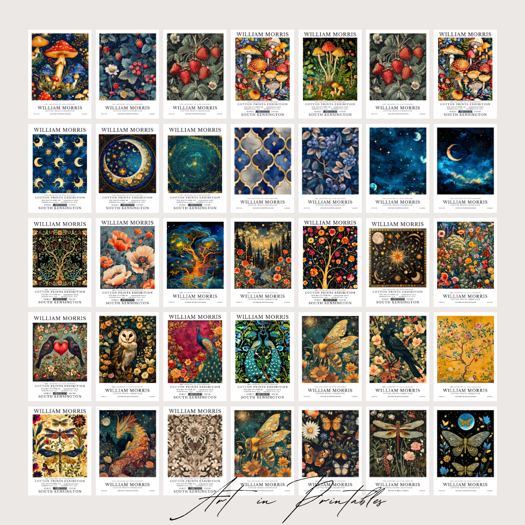 William Morris Inspired Dark Botanicals & Creatures Collection