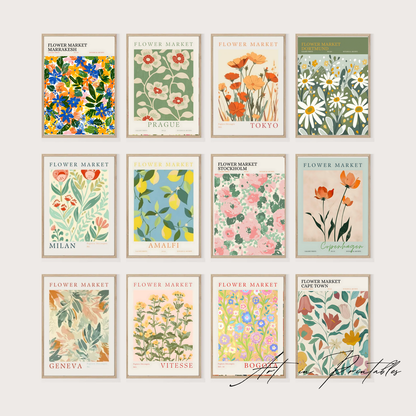 Floral Market Printable Wall Art Bundle