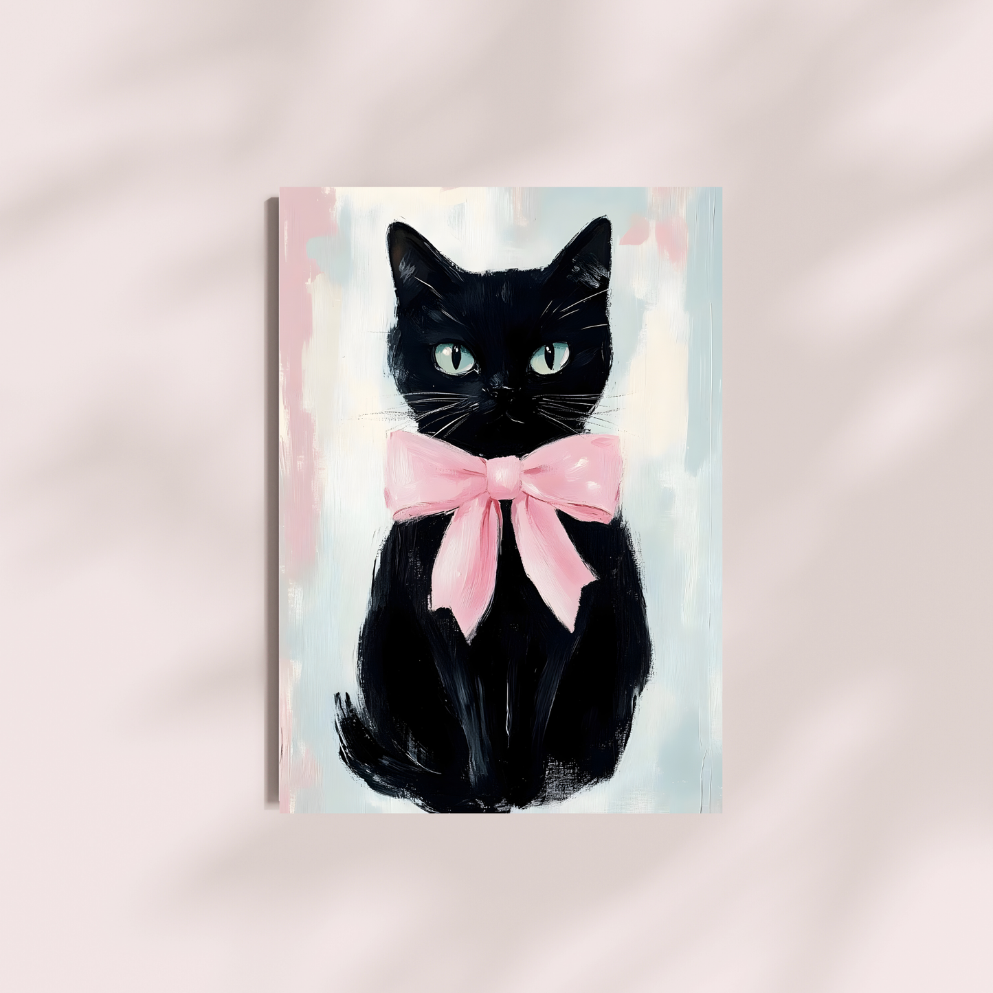 FREE - Digital Wall Art Download – Cat with Pink Bow & Eclectic Love Printable Poster