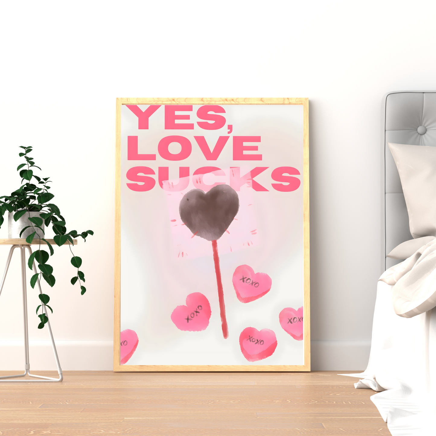 FREE - Digital Wall Art Download – Cat with Pink Bow & Eclectic Love Printable Poster